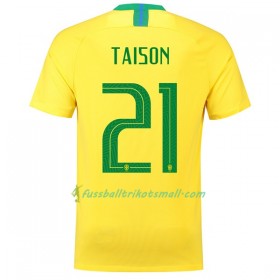 Günstige Fußballtrikots Brasilien Taison 21 WM 2018 Heimtrikotsatz kaufen